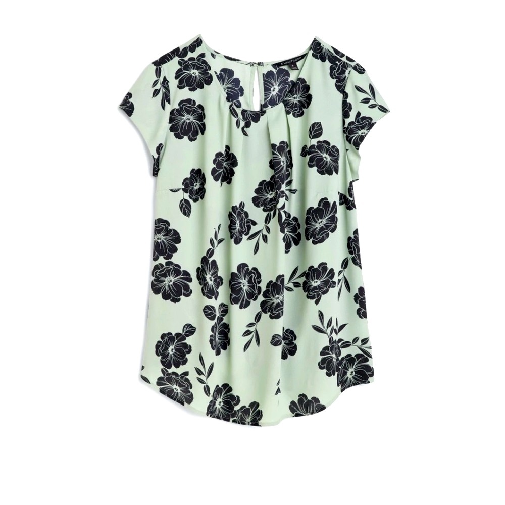 NWT 41 Hawthorn Lexie Floral Light Green/ Mint Blouse Top Blouse XL